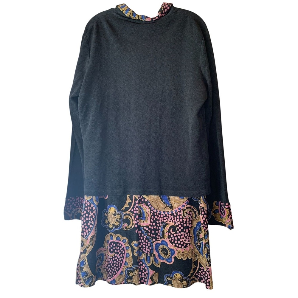 Vintage Mirasol Womens Jacket & Skirt Set Size L Black With Multicolor Cottageco - Picture 6 of 11